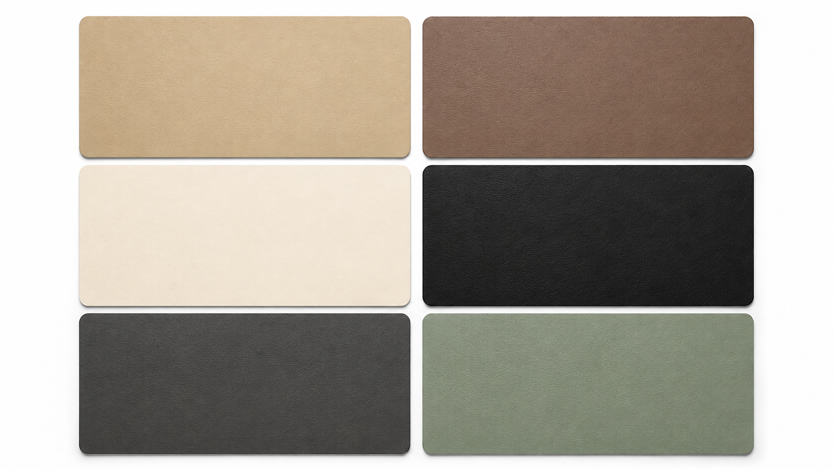DeskHaus desk mat color options black dark gray eggshell latte chocolate sage green