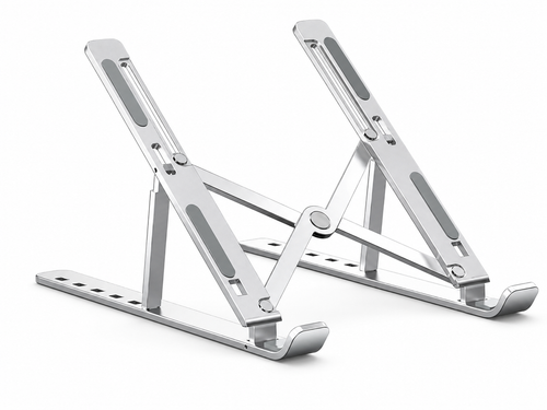 DeskHaus silver aluminum laptop stand product photo white background