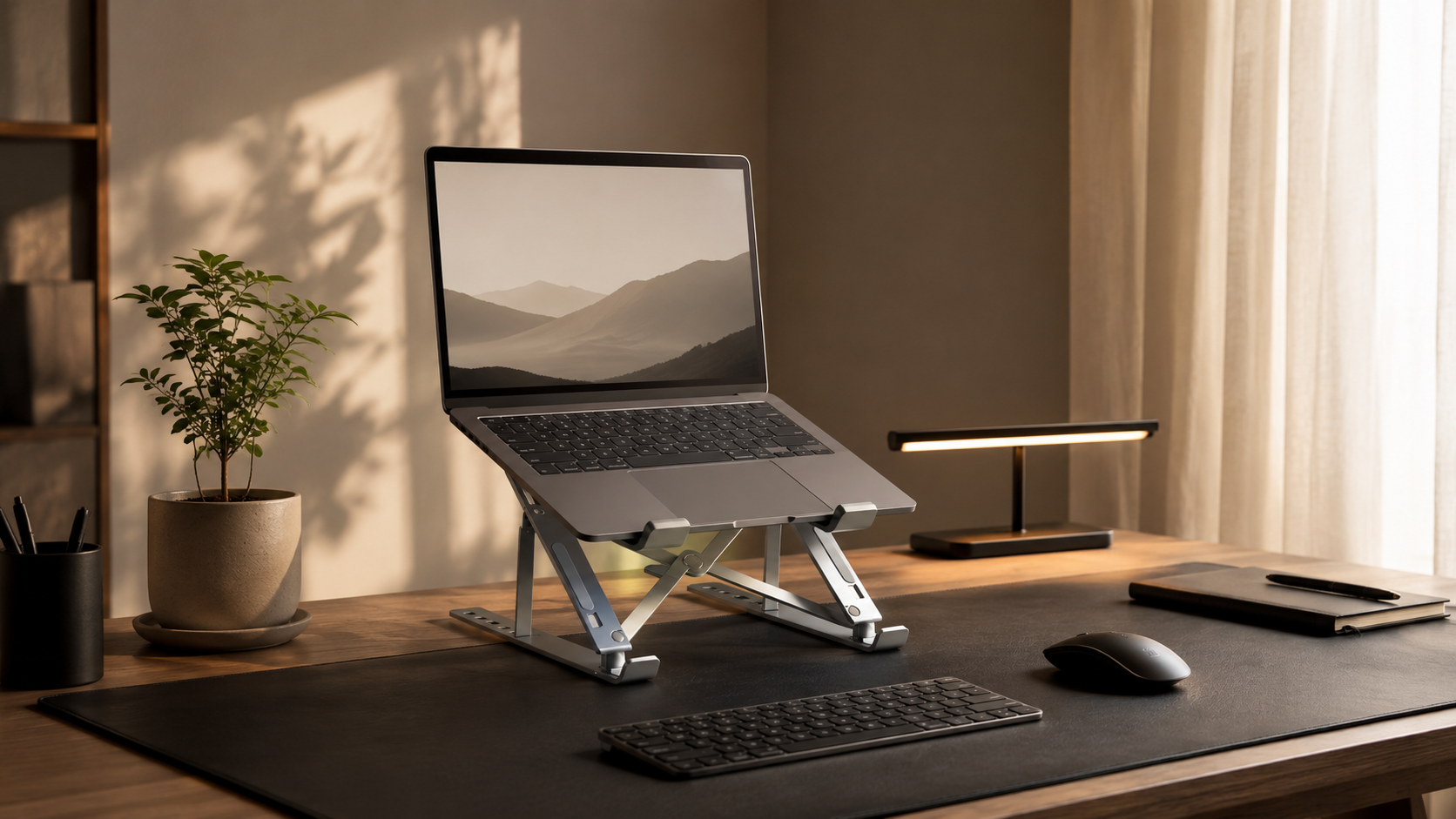 Full DeskHaus desk setup laptop stand desk mat monitor light bar