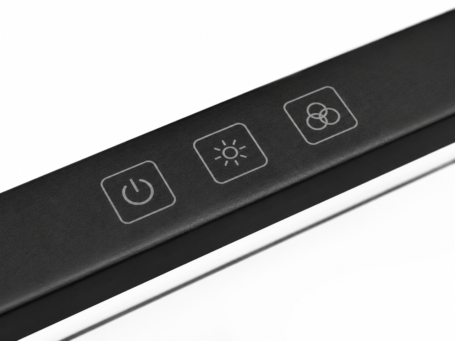 Monitor light bar touch control buttons close up
